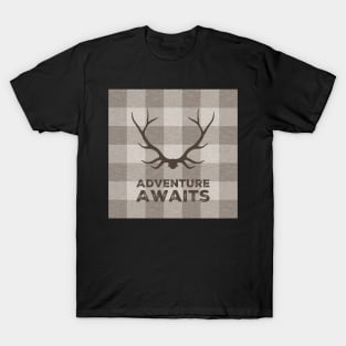 Adventure Awaits Antlers - taupe T-Shirt